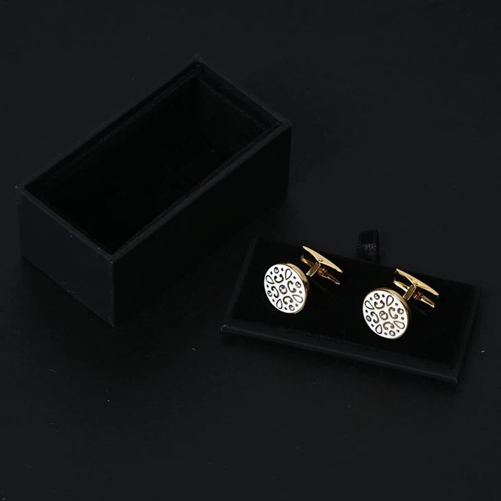 YiLi Gold And White Enamel Filigree Cufflinks